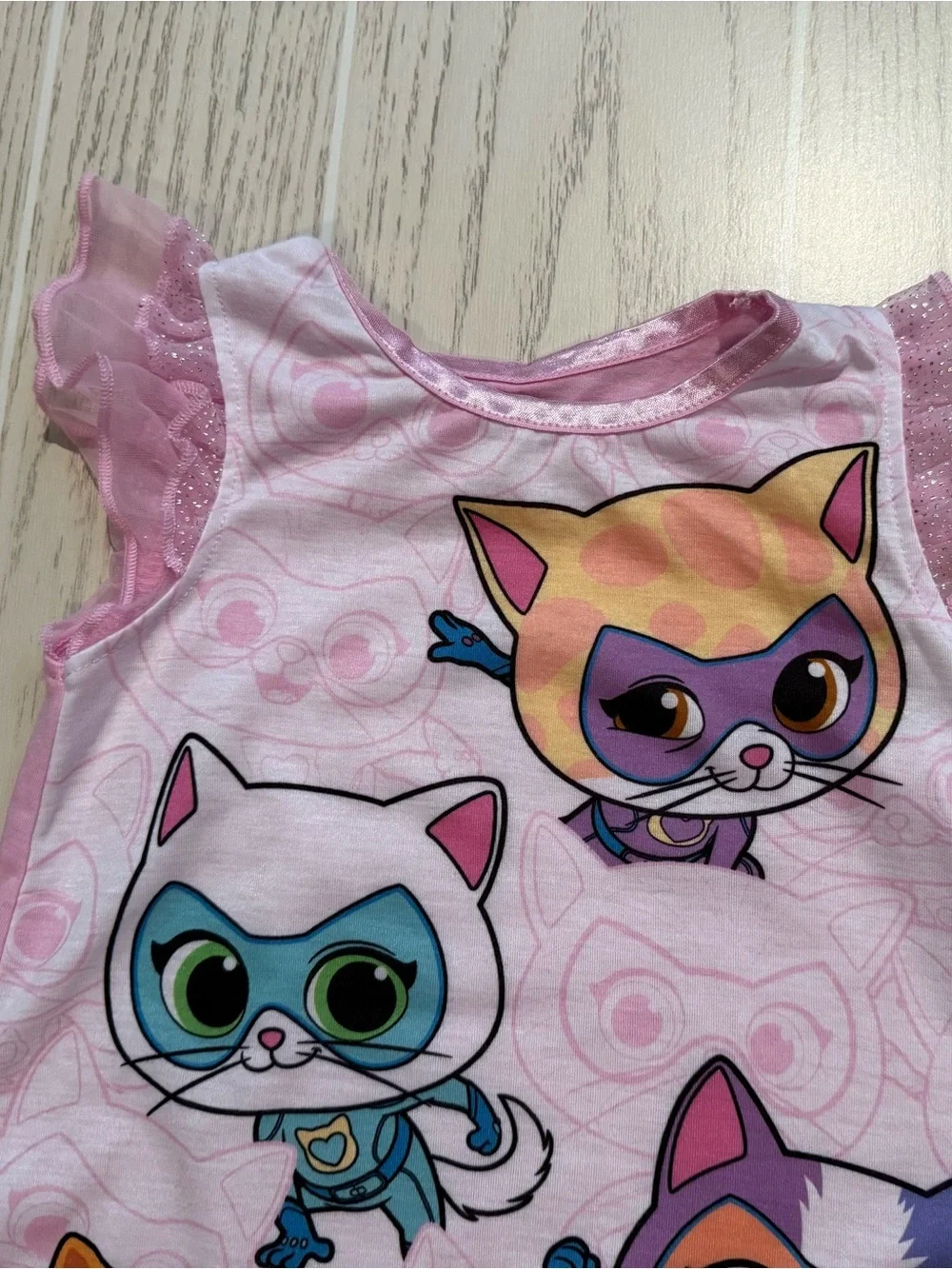 Disney SuperKitties Girls 2T Pink Nightgown Sleep Dress Pajamas Cat Graphic